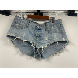 One By One Teaspoon Womens Bonitas Jean Shorts Blue Distressed Light Wash 29